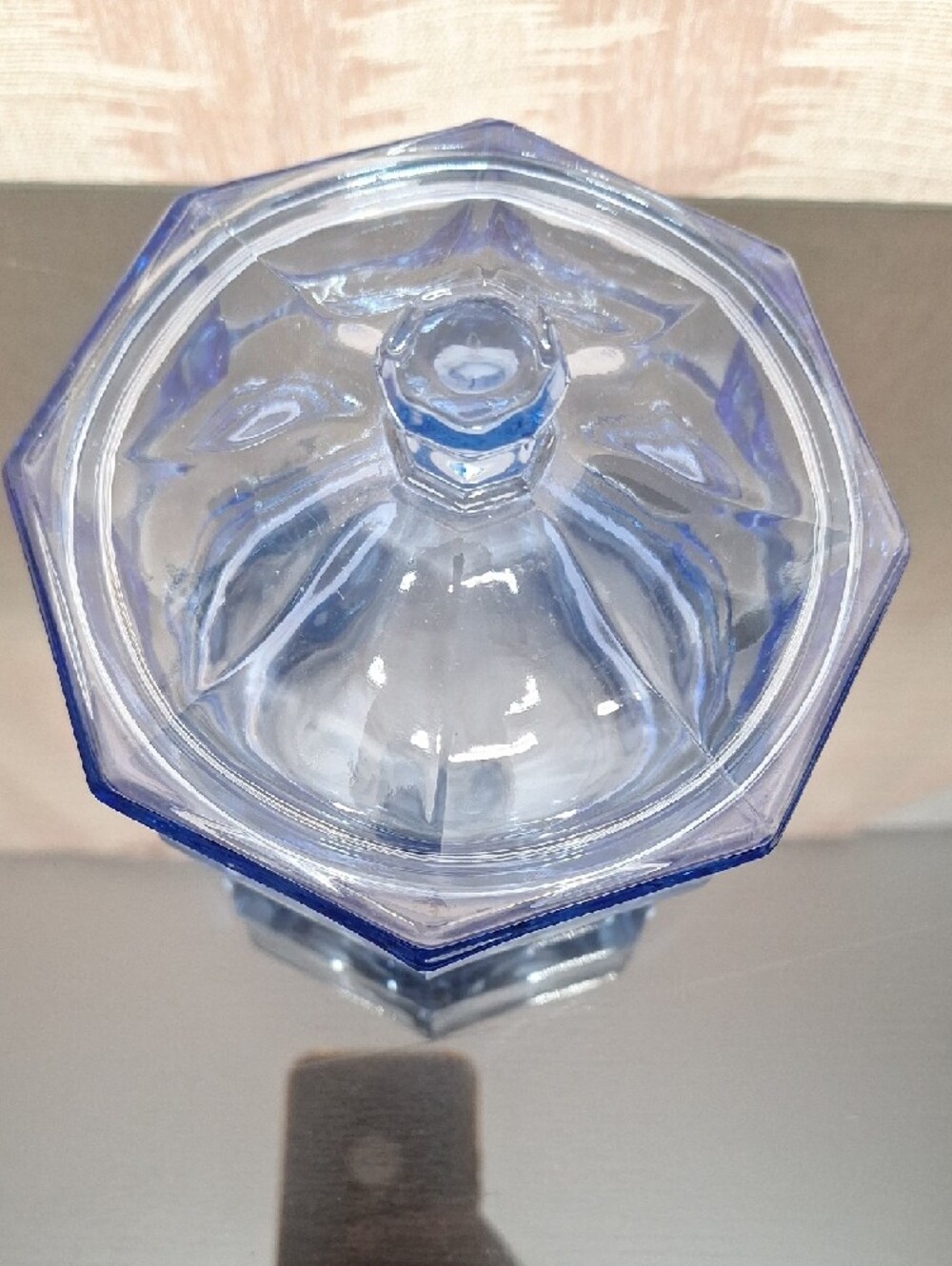 Indiana Glass Blue Octagonal Covered Candy Dish - Picture 8 of 8